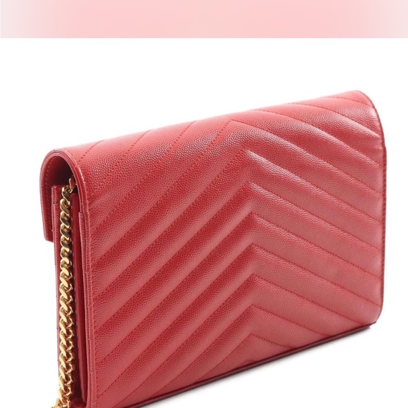 Yves Saint Laurent Red Chevron Clutch - Picture 2 of 2